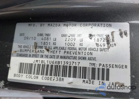 2011 Mazda Mazda3 S Sport from USA, damaged, VIN JM1BL1U6XB1393717